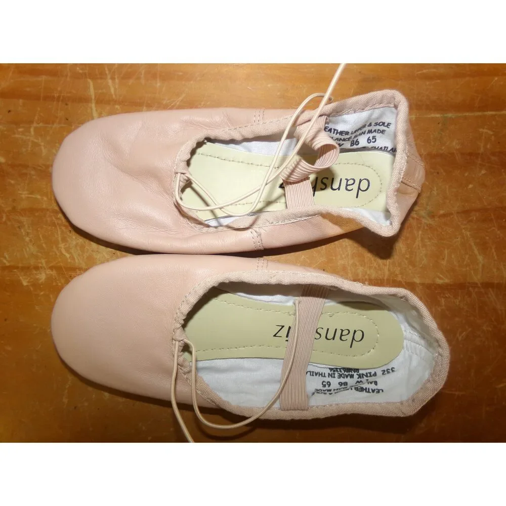 Pre-Owned Dance Ballet Shoes Danshuz Girls 1W Leather Single Strap Split Sole
